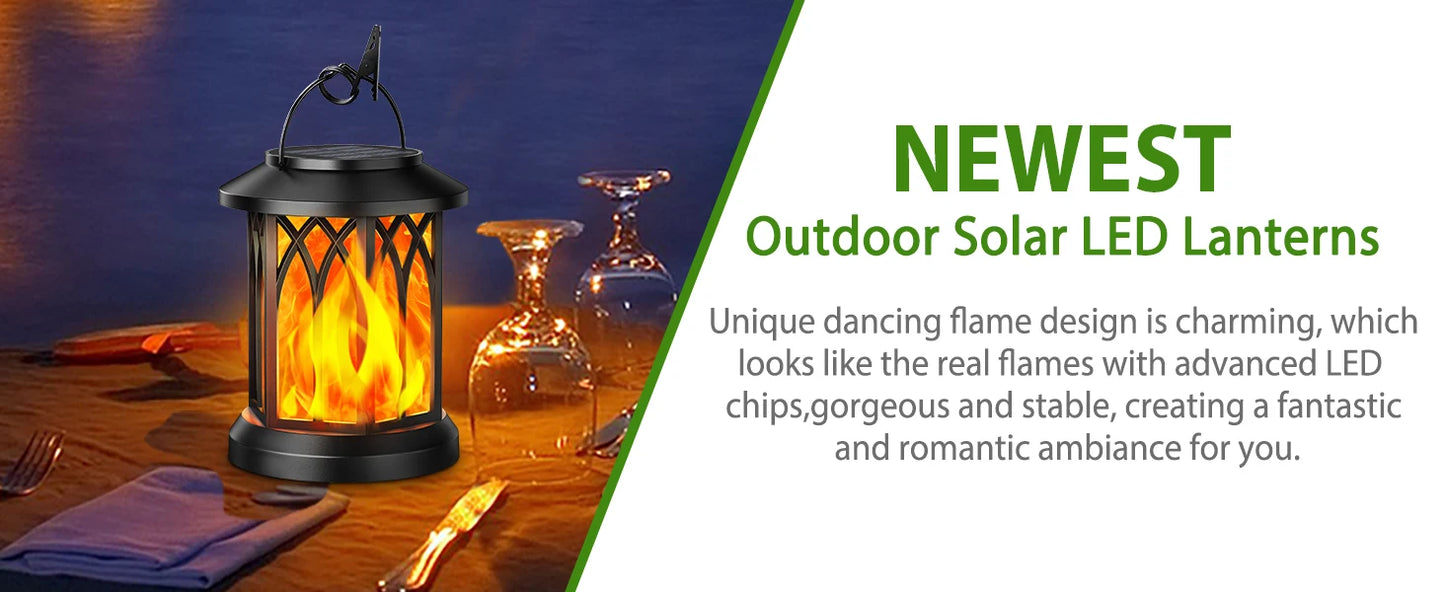 4 Pack Solar Lanterns With Flickering Flame For Outdoor Decor