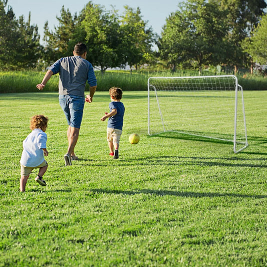 8x5 Soccer Goal Training Set with Net Buckles Ground Nail Football Sports for use on the beach community playground school etc