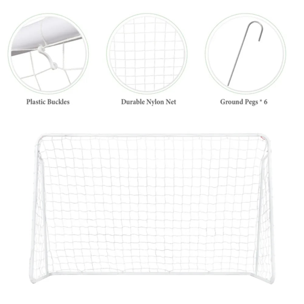 8x5 Soccer Goal Training Set with Net Buckles Ground Nail Football Sports for use on the beach community playground school etc