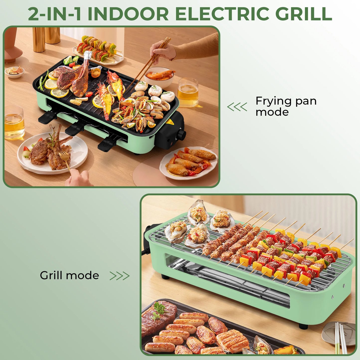 Suslas 1500W 2-in-1 Smokeless Indoor Electric Grill &amp; Griddle