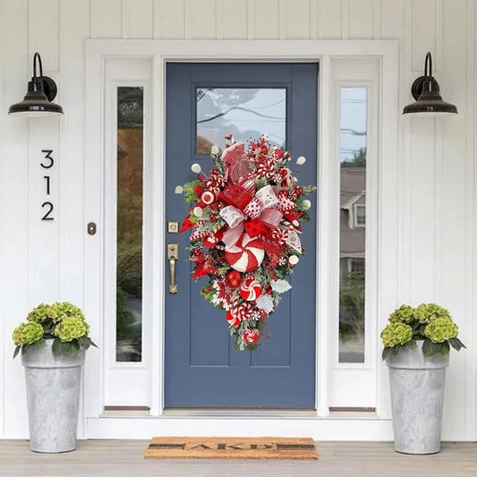 Artificial Xmas Ornament Candy Upside Down Tree Upside Down Artificial Christmas Tree Home Window Door Wall Hanging Decoration