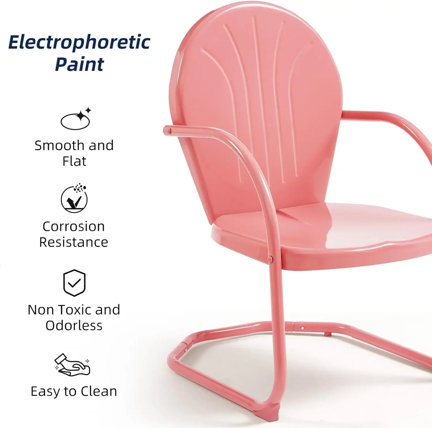 Outdoor Retro Metal Lawn Chair Set With Round Side Table