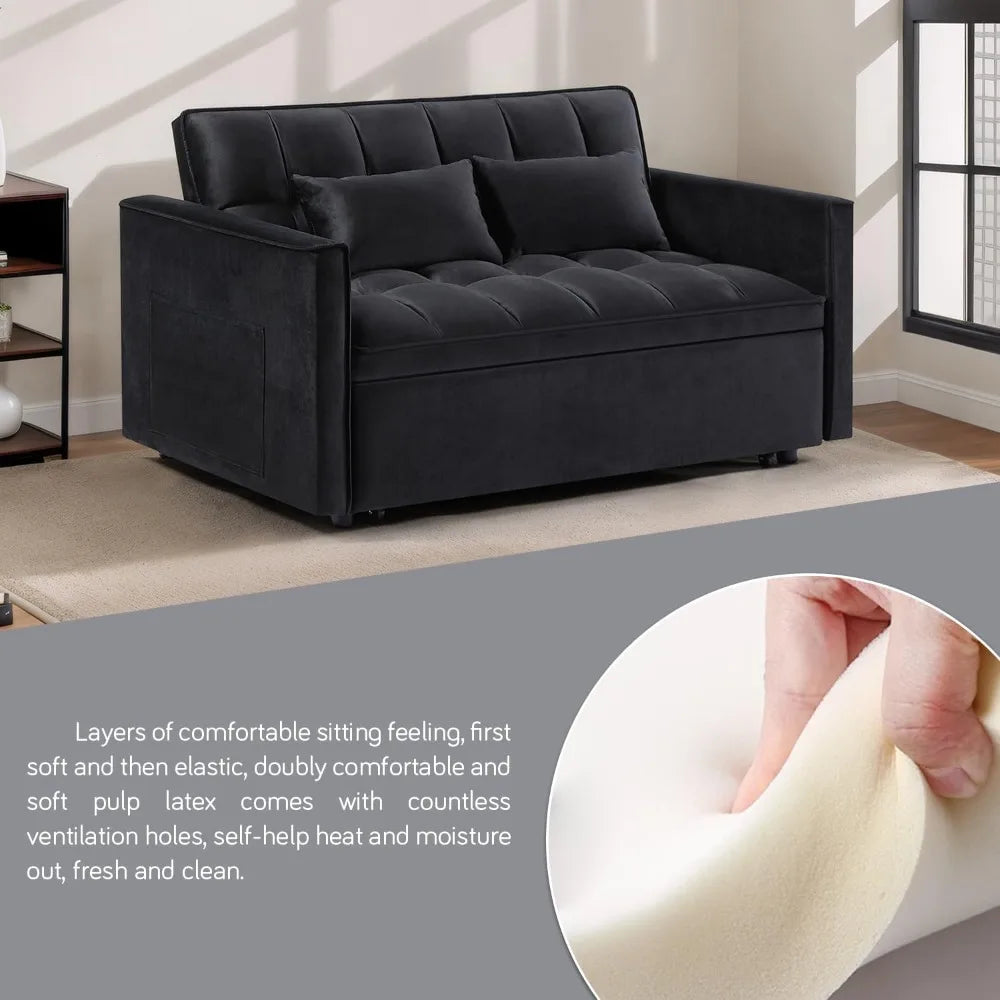 Velvet Convertible Sofa Bed With Pull Out Sleeper Fabric