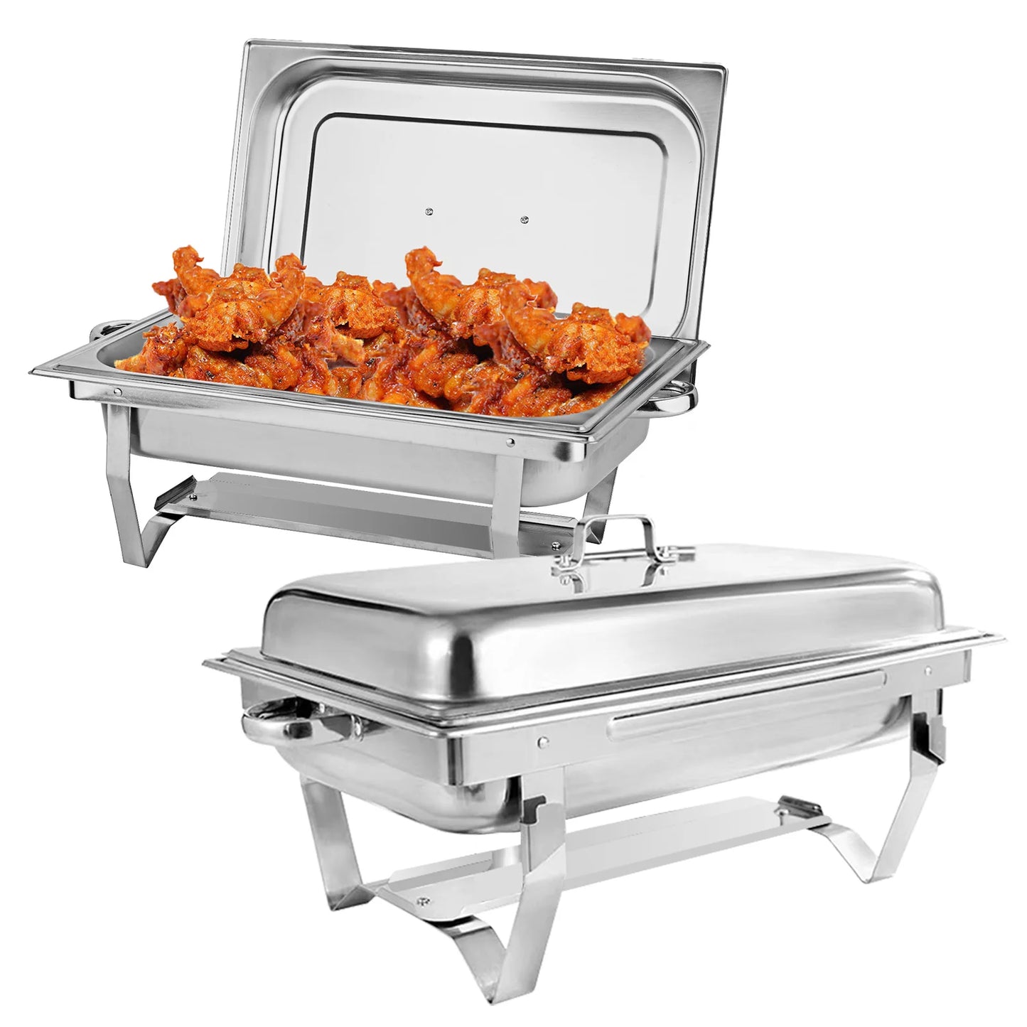 2/4/6 Pack Chafing Dish Buffet Servers Stainless Steel Full Size Rectangular 8QT Food Warmer for Party Wedding Birthday Hotel