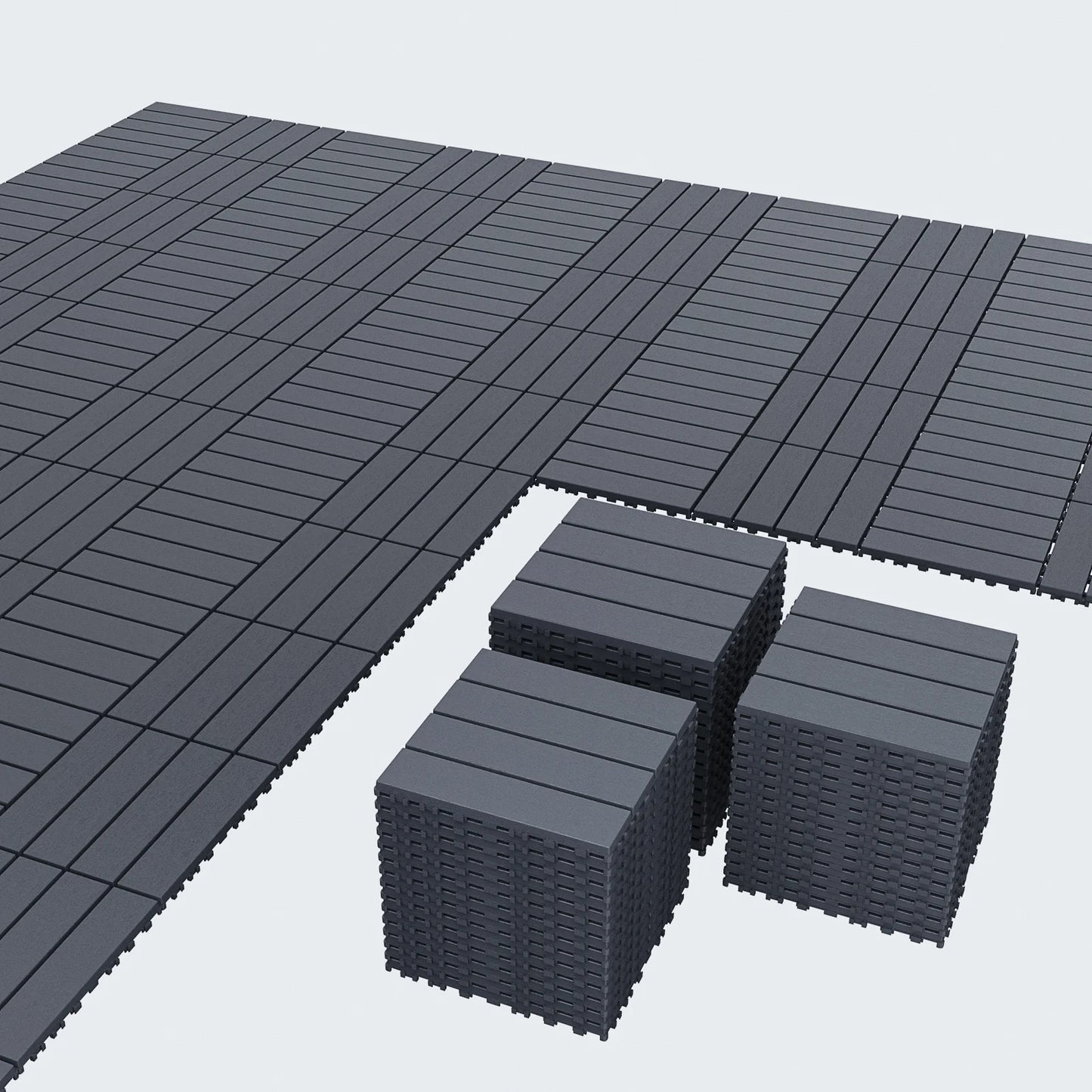 Plastic Interlocking Deck Tiles (44 Pack) - 12"x12" Outdoor Patio Flooring, Decking Tiles for Poolside, Backyard, Balcony