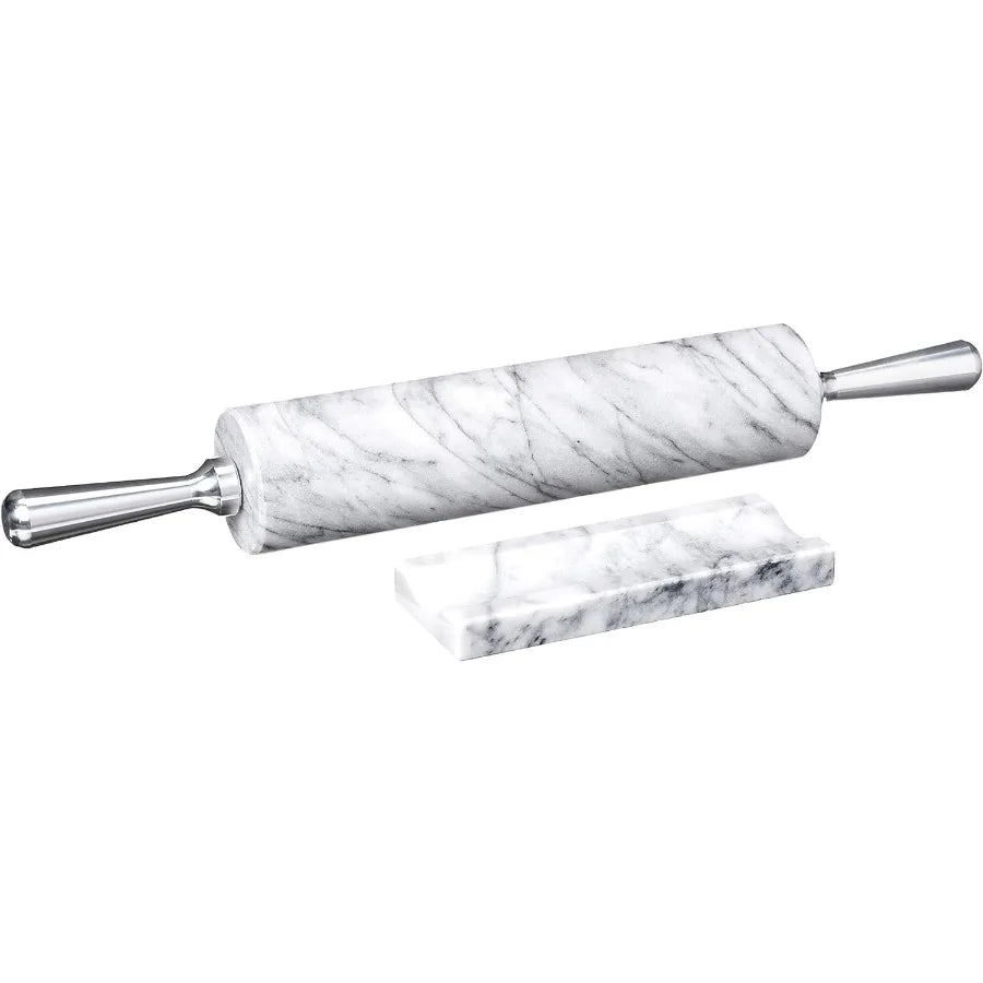 Premium Marble Rolling Pin With Aluminum Handles And Base