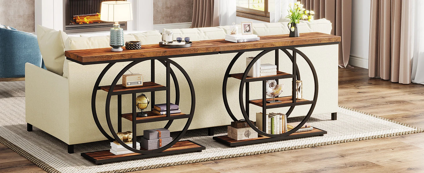 Industrial Console Table For Narrow Entryway Hallway Thick Top