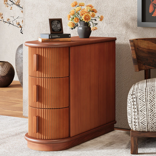 Tribesigns Solid Wood End Table With Three Drawers