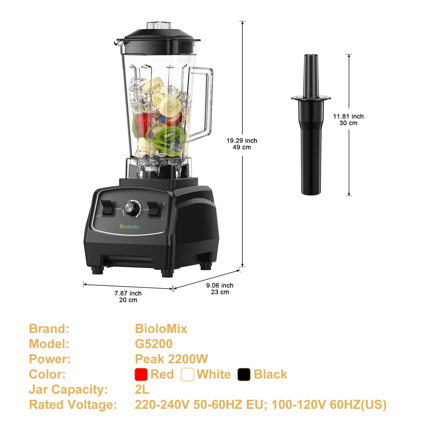 Biolomix G5200 Heavy-Duty High-Power Blender – 2L