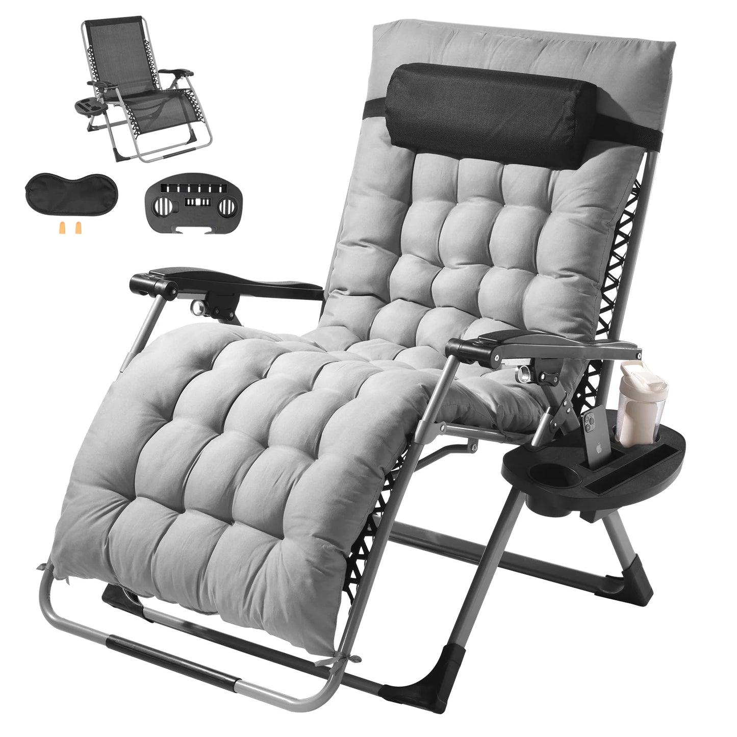 SucceBuy Zero Gravity Lounge Chair With Adjustable Recline And Cupholder