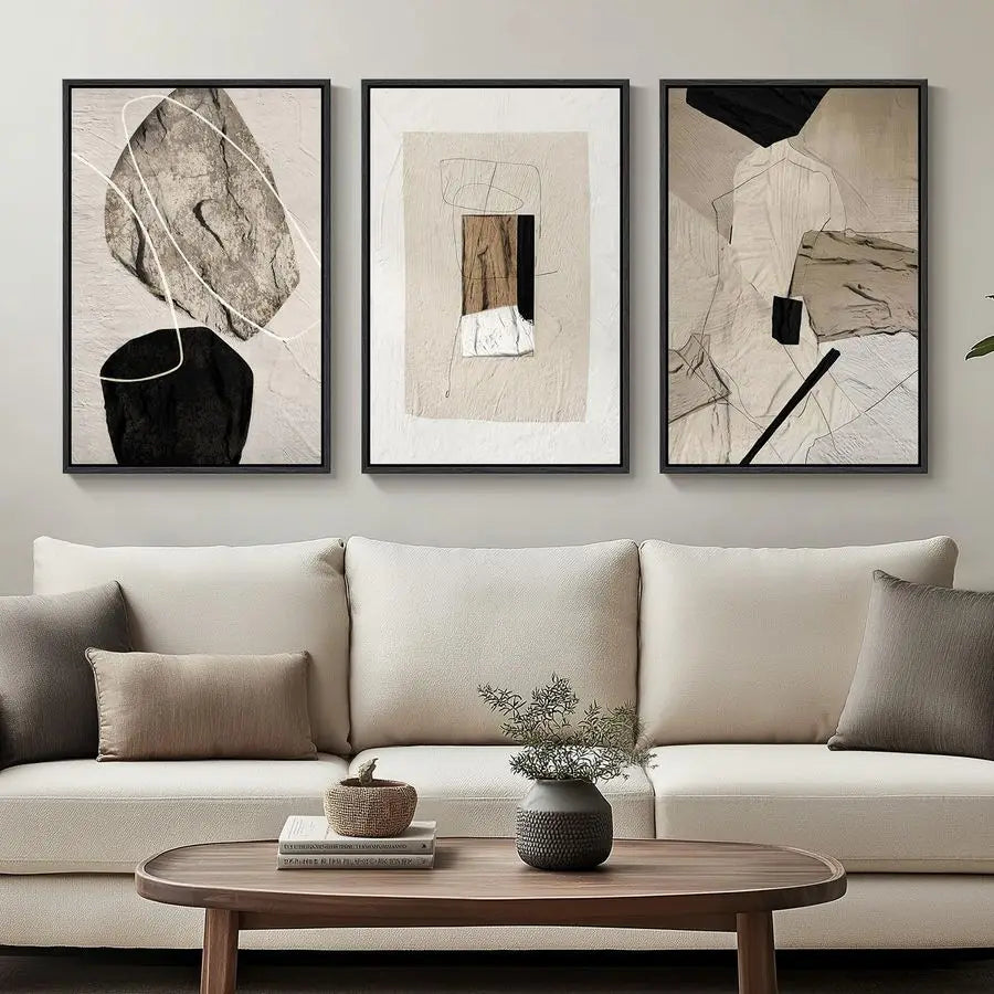 Abstract Triptych Wall Art Set Of 3 Canvas Prints Interiors