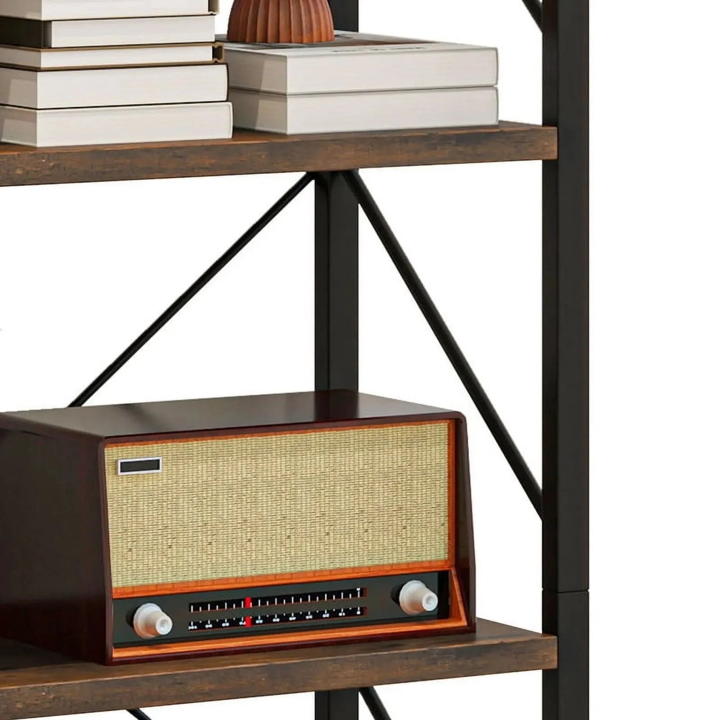 Industrial Five Tier Bookshelf Ladder Storage Organizer