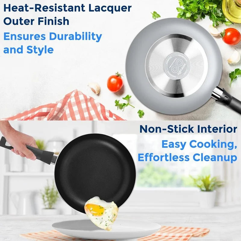 20-Piece Gray Nonstick Cookware, Knife and Utensil Set
