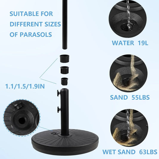 Heavy Duty Outdoor Umbrella Base With Sand Or Water Fillable