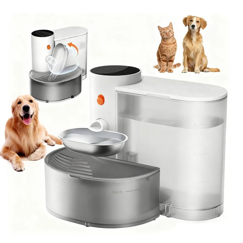 Wireless Water Dispenser for Pets Purifying Stainless Steel Bowl
