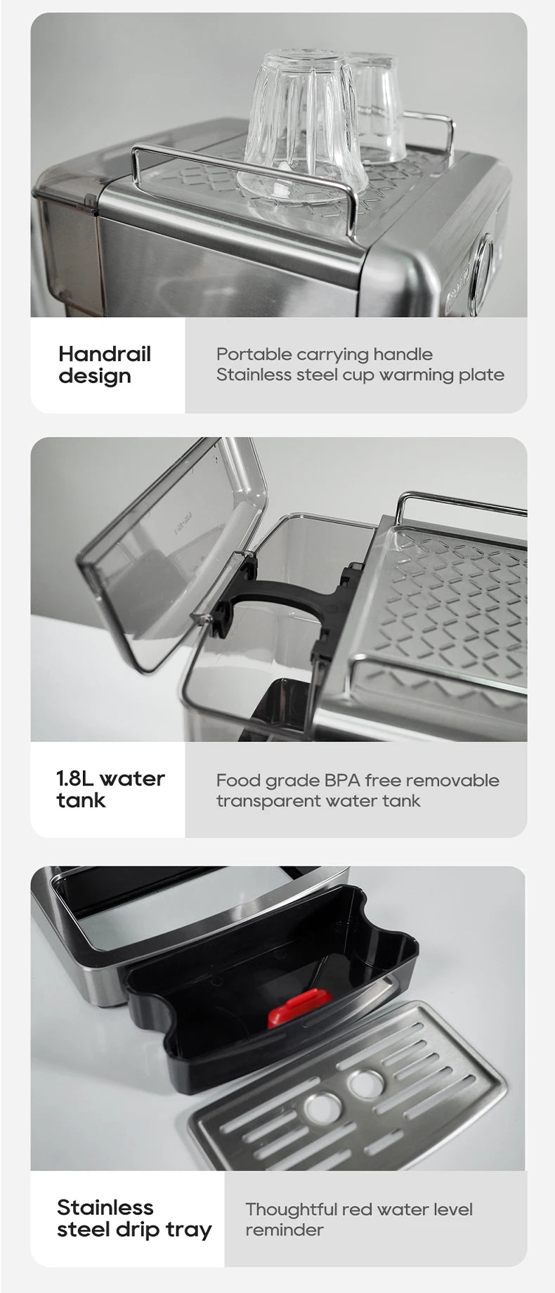 HiBREW H10A 20-Bar Semi-Automatic Espresso Machine