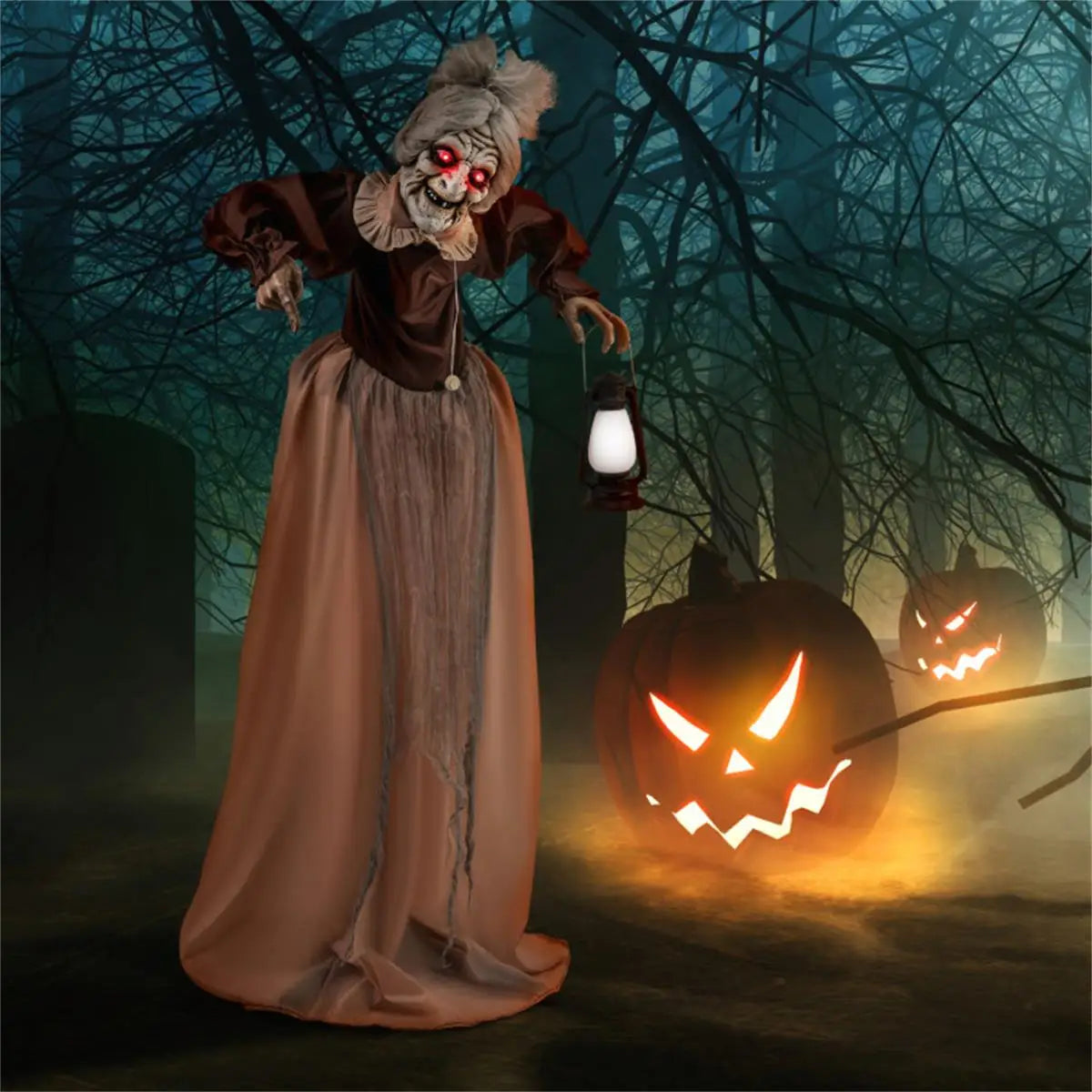 Spooky Animated Old Lady Halloween Decoration for Haunted House