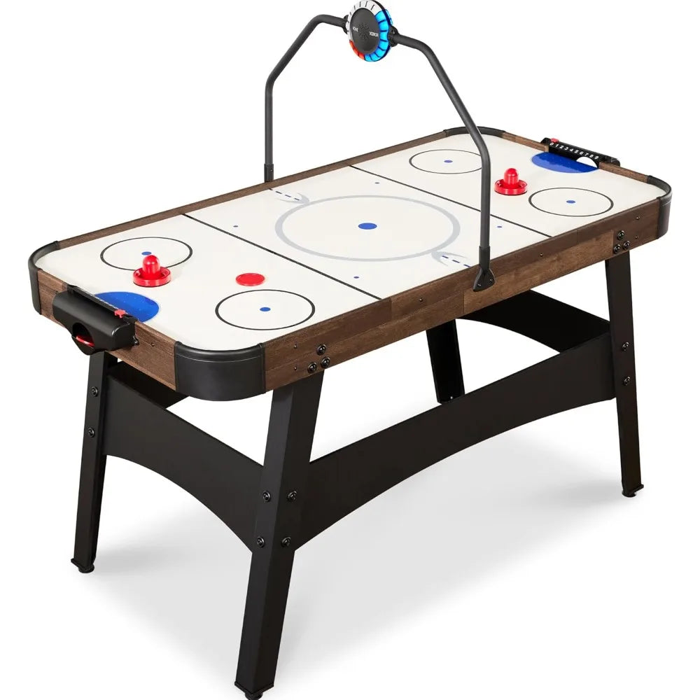 LED 54 Inch Air Hockey Game Table w/Light-up Scoreboard, Powerful Motor, AC Outlet. Includes 2 Pucks, 2 Pushes.