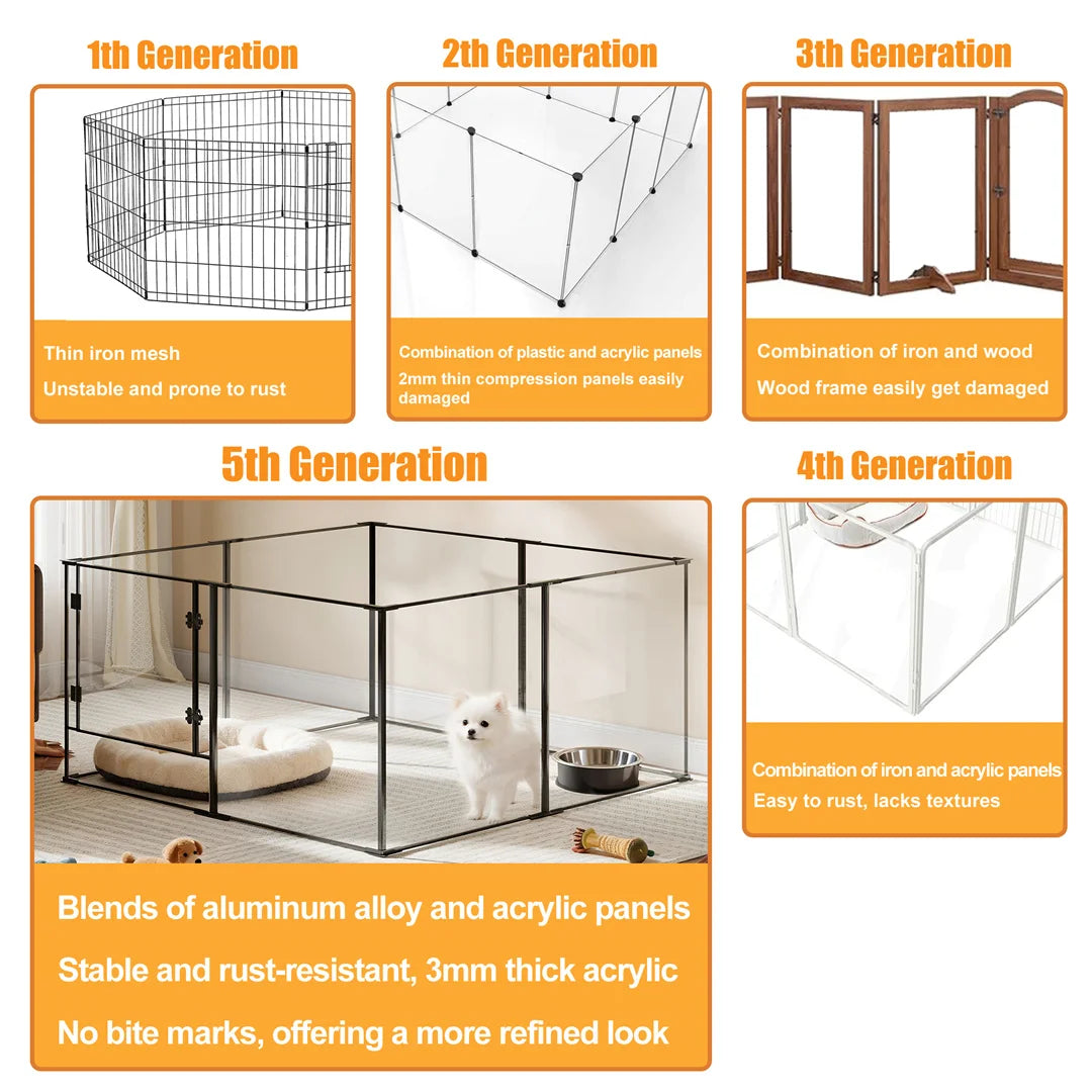 8-Panel Clear Indoor Pet Playpen – 24″ or 30″ High