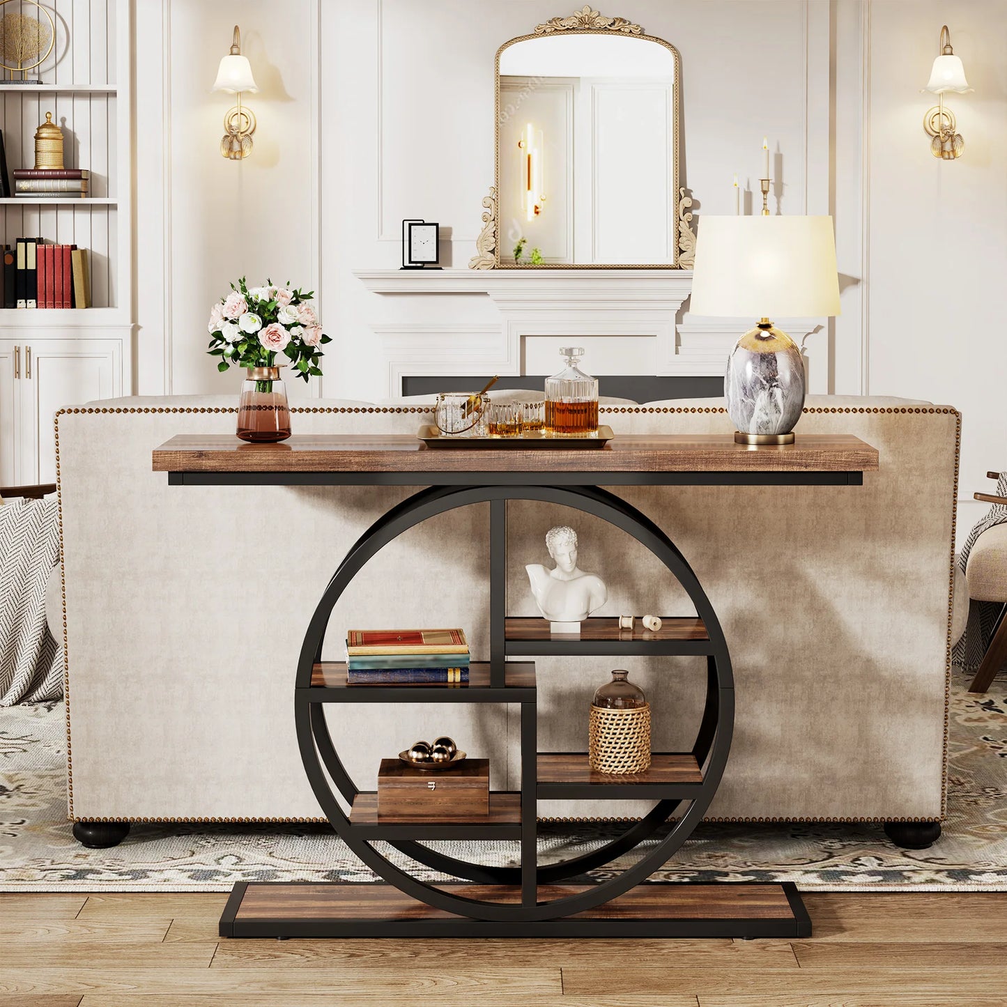 Industrial Console Table For Narrow Entryway Hallway Thick Top