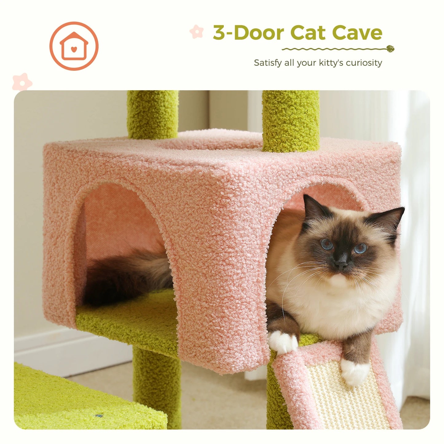 Flower Cat Tree Tower with Scratching Posts for Playful Cats
