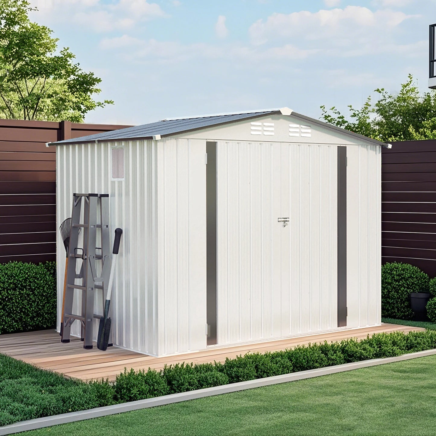 Susua Metal Outdoor Storage Shed With Lockable Door And Window