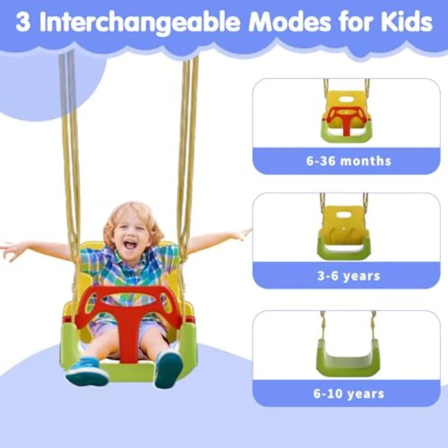 Multifunction Outdoor Metal Swing Set With Slide Hammock Teeter Totter