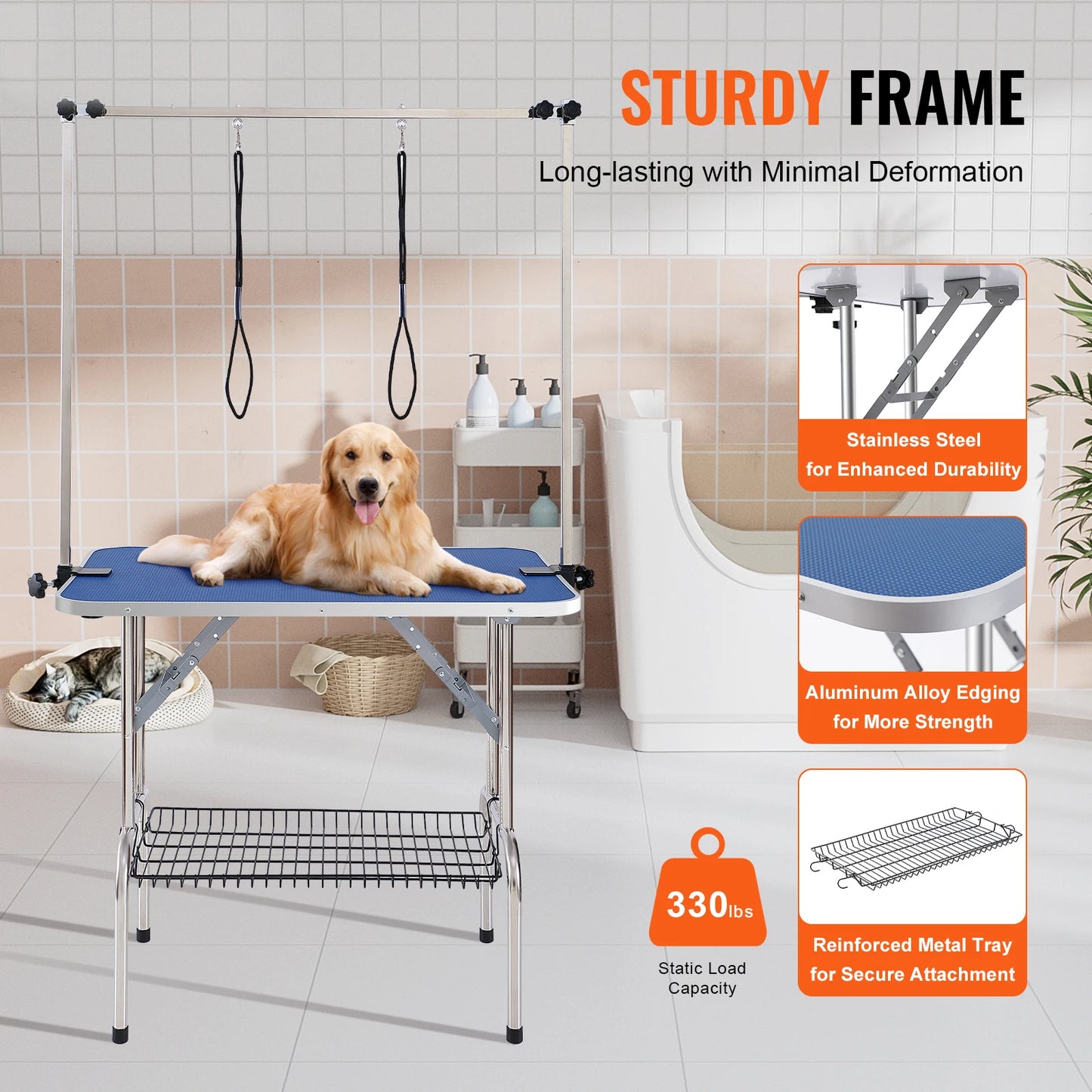 Two Arm Dog Grooming Table With Clamp And Foldable Stand
