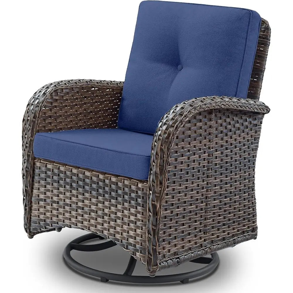 Outdoor Swivel Glider Wicker Chairs With Cushions For Patio