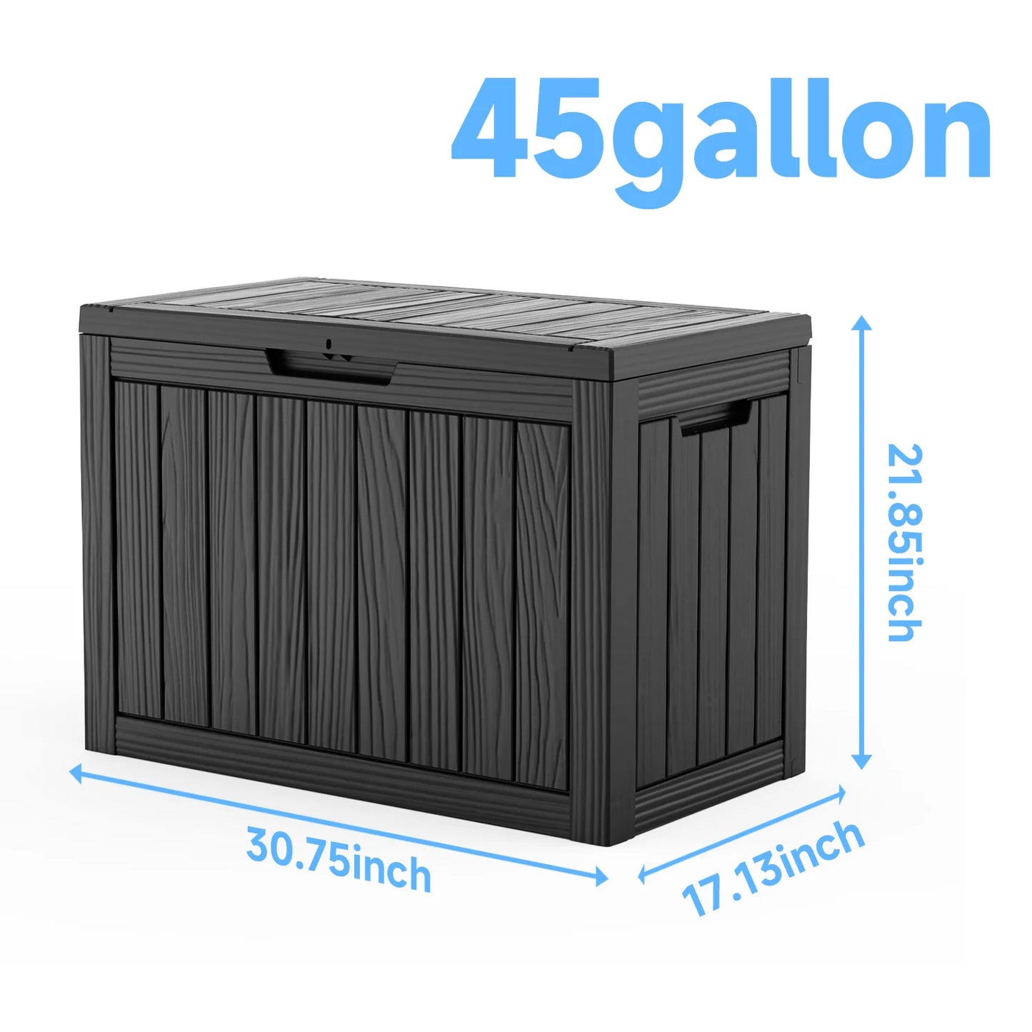 45-Gallon Waterproof Lockable Outdoor Storage Box for Patio Furniture and Tools