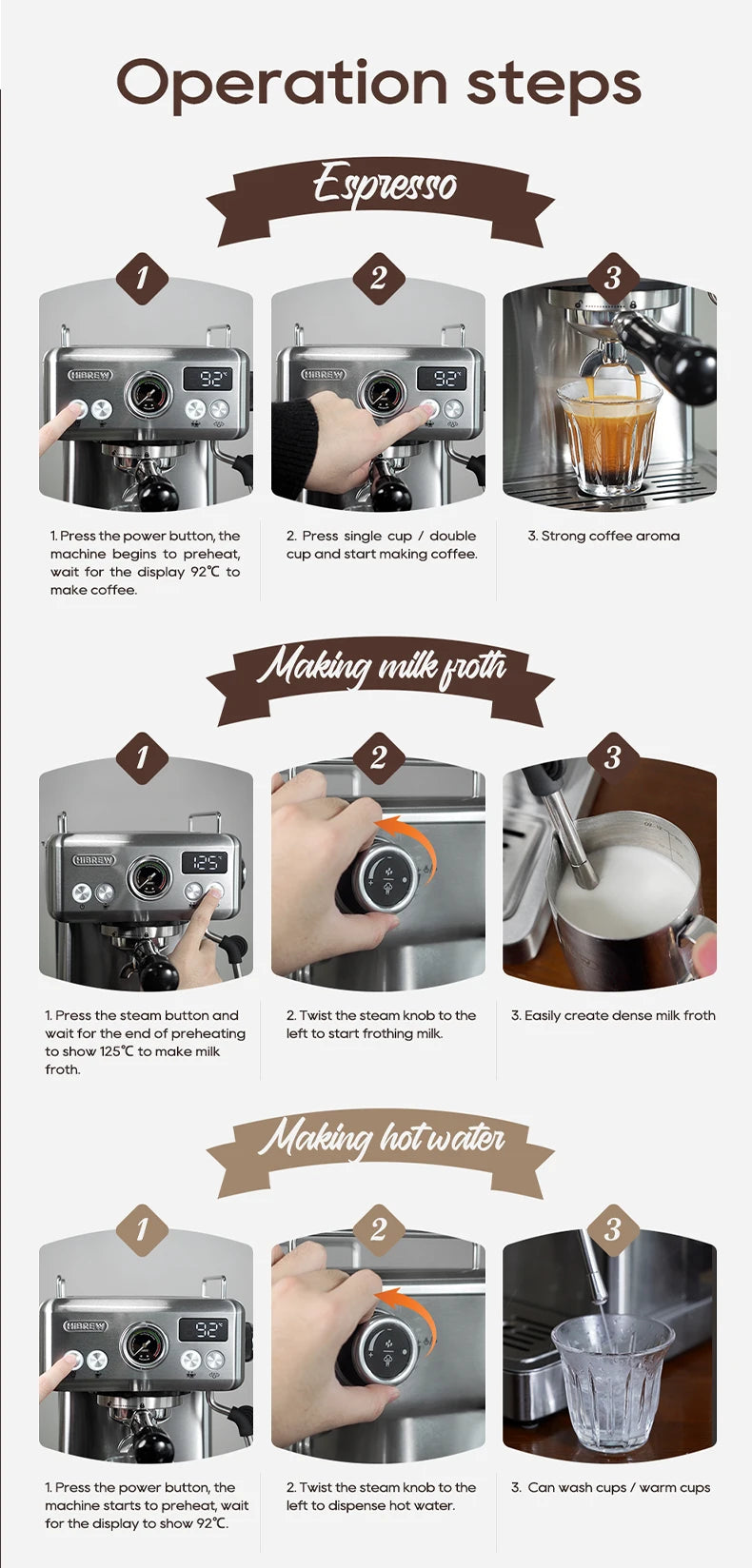 HiBREW H10A 20-Bar Semi-Automatic Espresso Machine