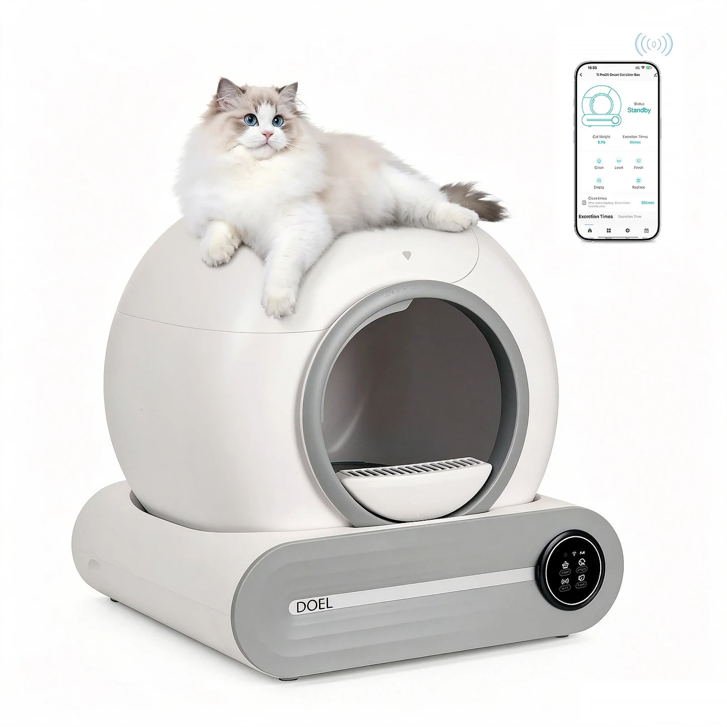 DOEL 65L Smart Self-Cleaning Cat Litter Box with App Control