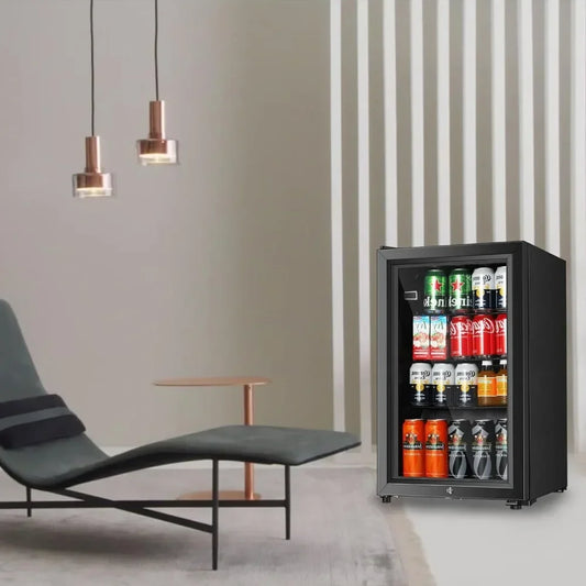 Compact Freestanding Beverage Refrigerator With Adjustable Shelves