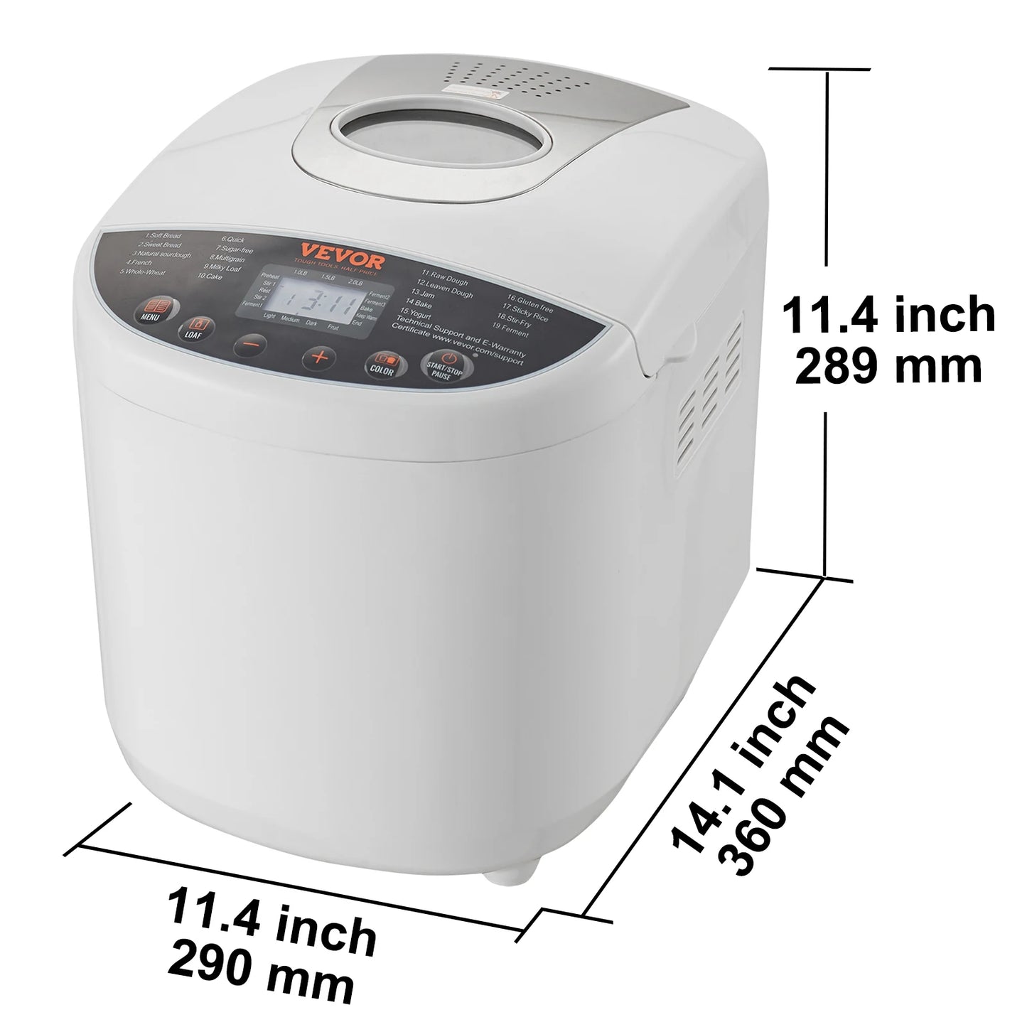15-in-1 Automatic Bread Maker With Ceramic Pan – 2 &amp; 3 lb