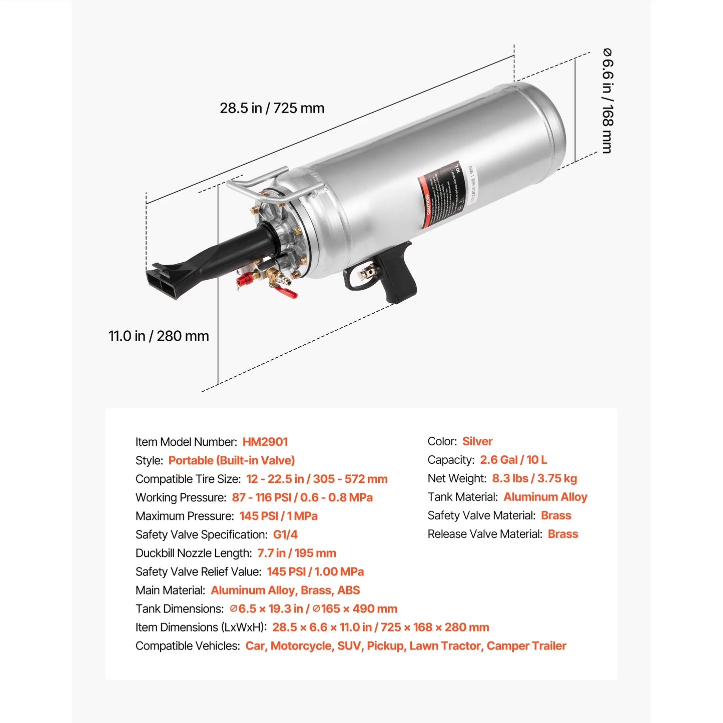 SucceBuy Portable Tire Bead Seater And Inflator Tool For Cars