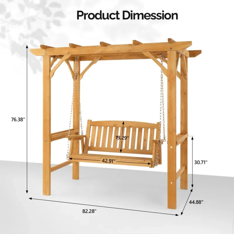 Wooden Swing Set With Bench For Outdoor Patio Garden
