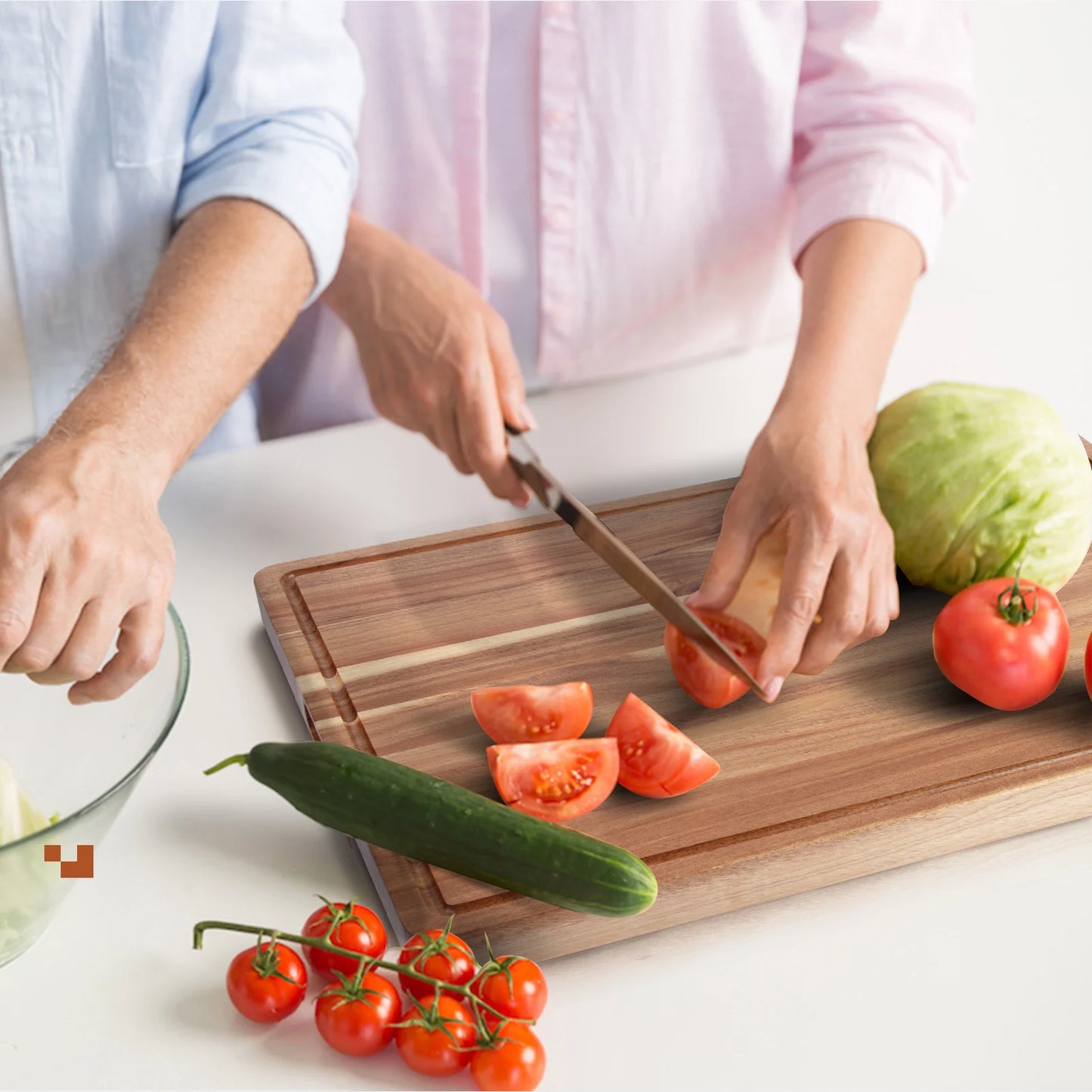 Premium Acacia Wood Butcher Block Cutting Board With Side Handles