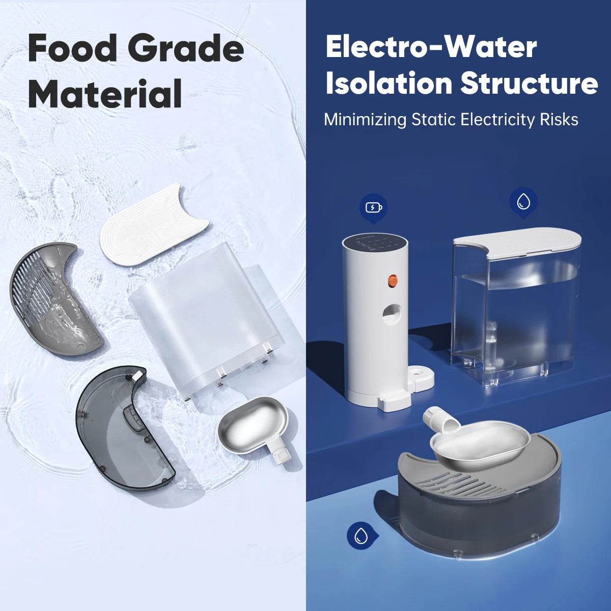 Wireless Water Dispenser for Pets Purifying Stainless Steel Bowl