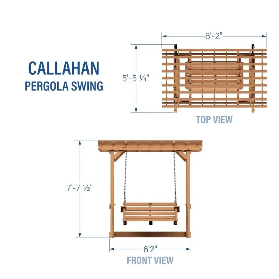 Cedar Wood Outdoor Patio Swing Bench With Trellis For Two