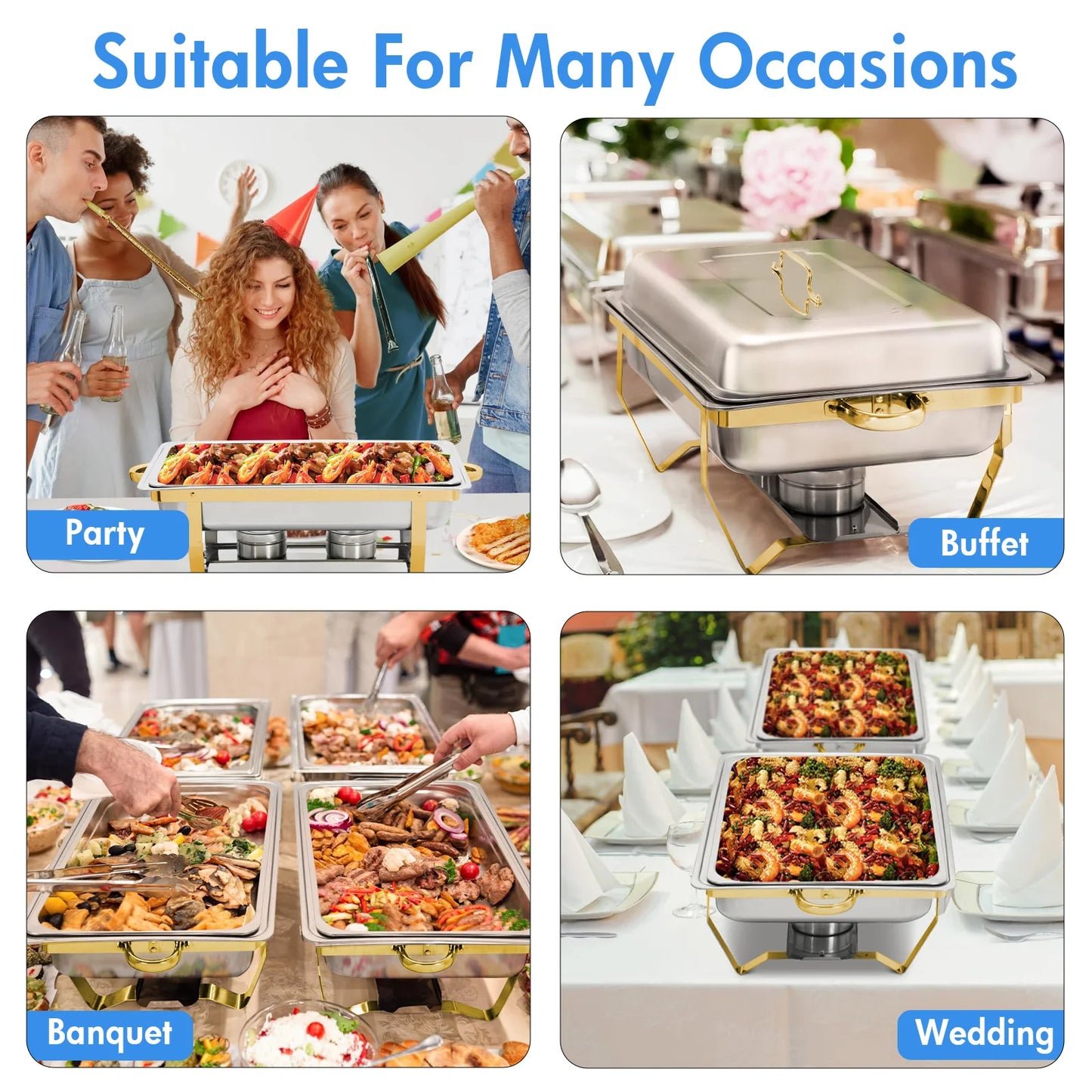 Stainless Steel Chafing Dishes Buffet Set For Catering And Events