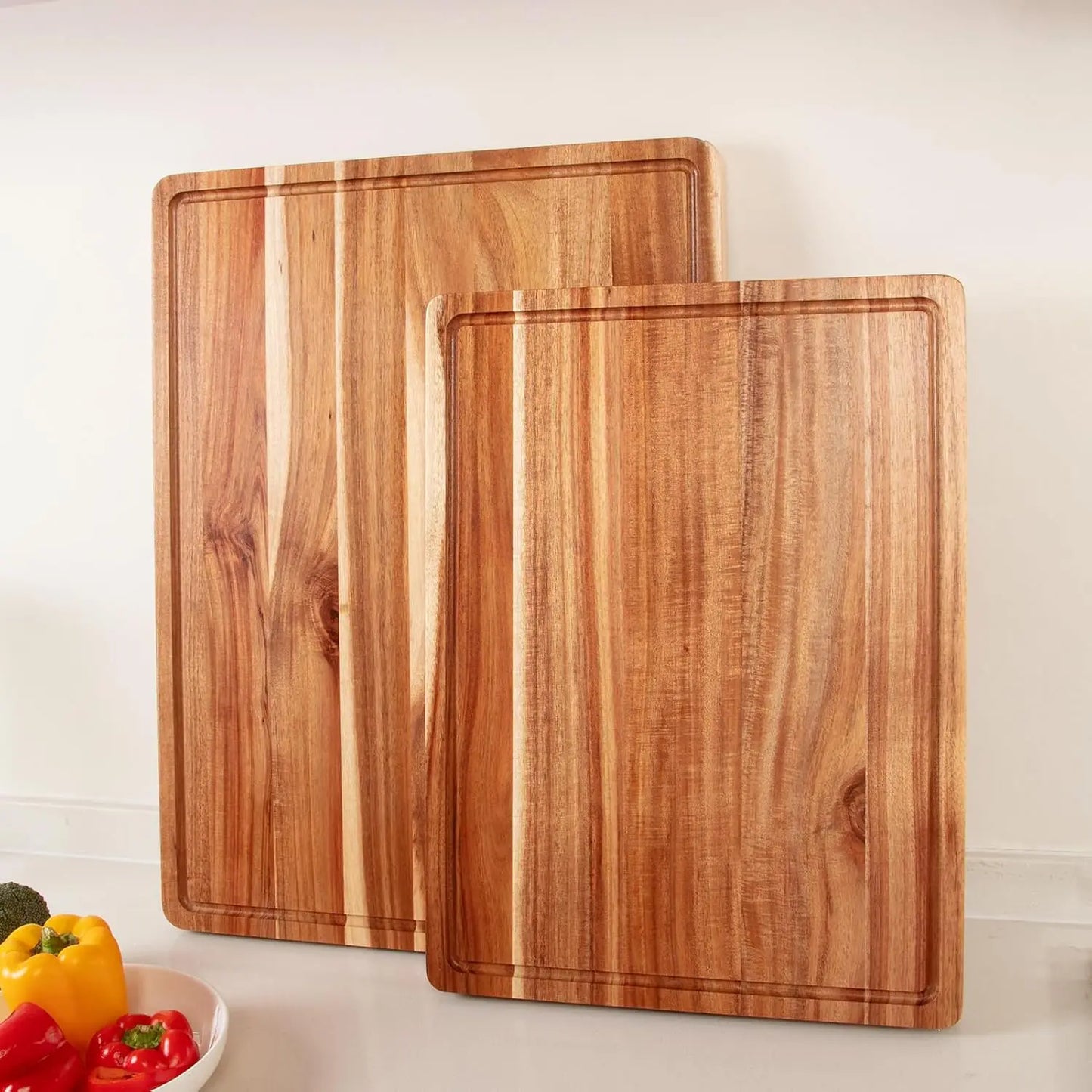 Premium Acacia Wood Butcher Block Cutting Board With Side Handles