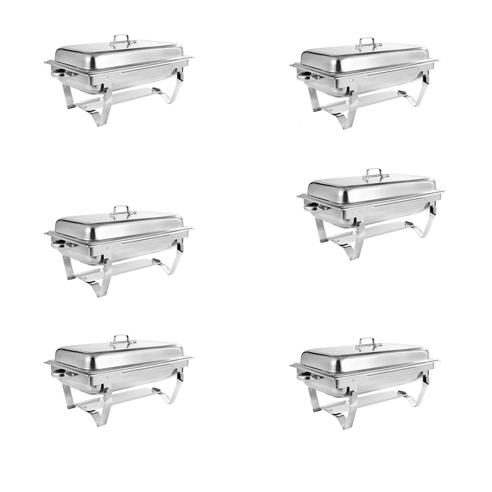 2/4/6 Pack Chafing Dish Buffet Servers Stainless Steel Full Size Rectangular 8QT Food Warmer for Party Wedding Birthday Hotel