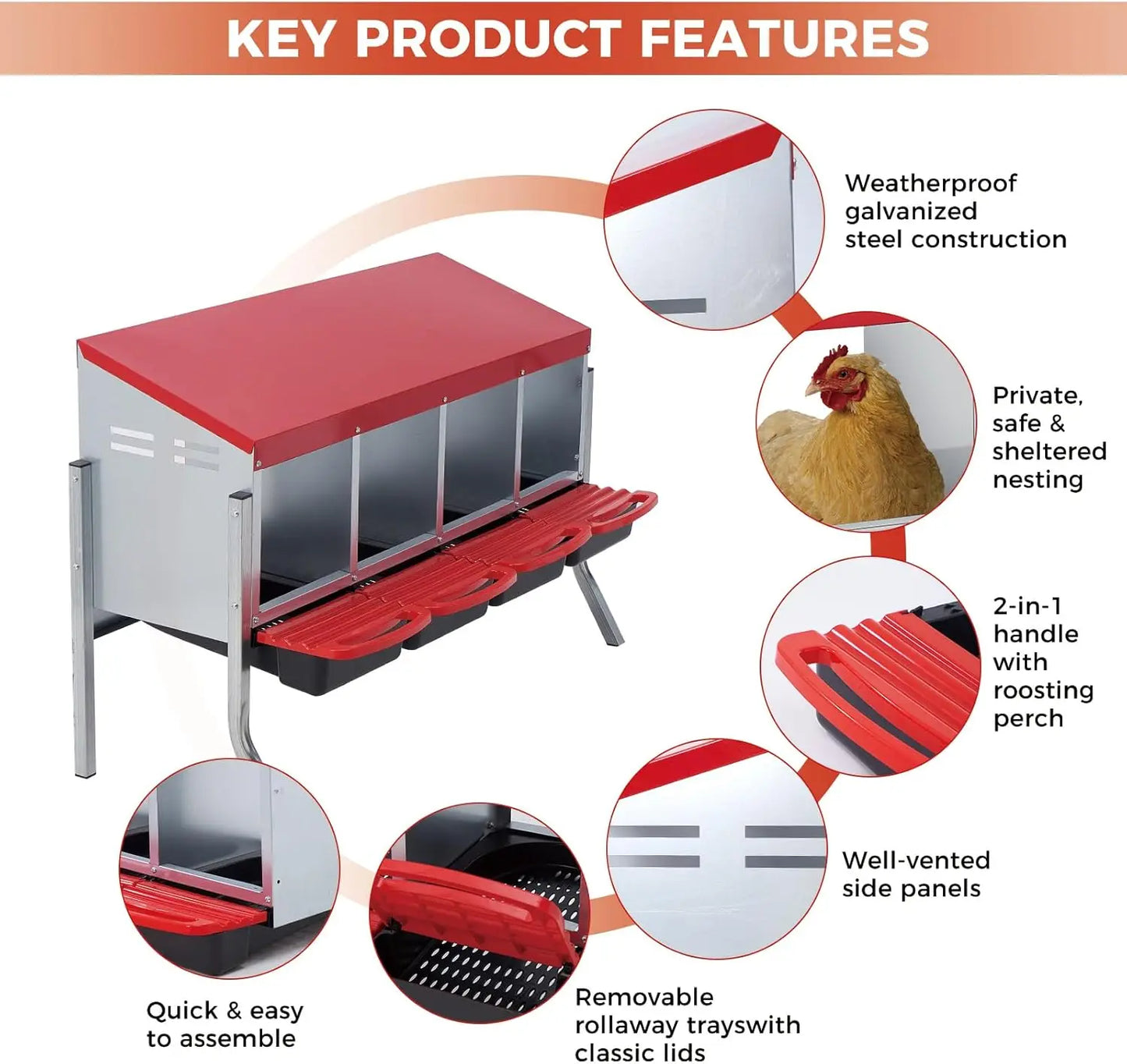 Automatic Rollout Metal Chicken Nesting Box With Collection Tray