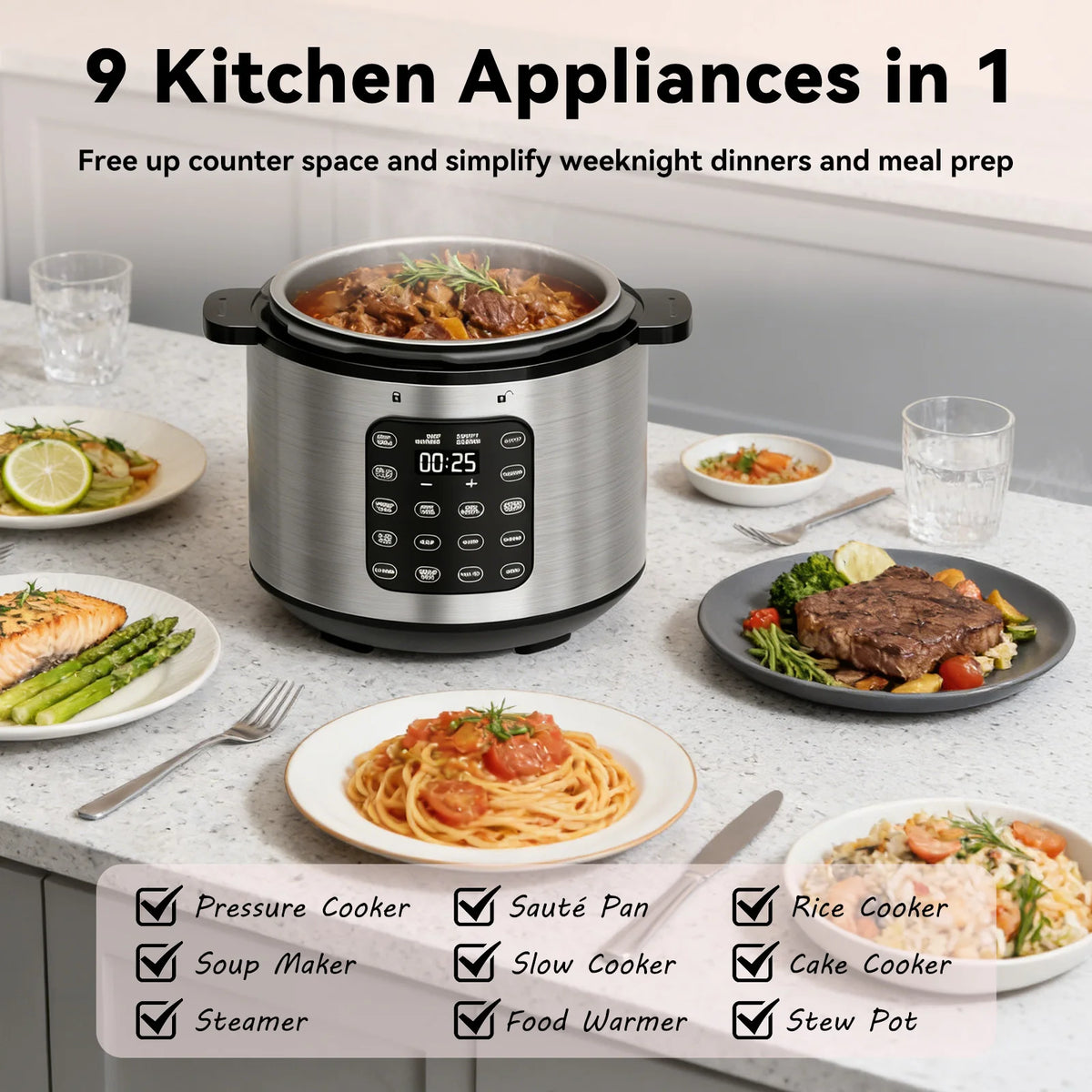 12-in-1 8-Quart Electric Pressure Cooker &amp; Multicooker