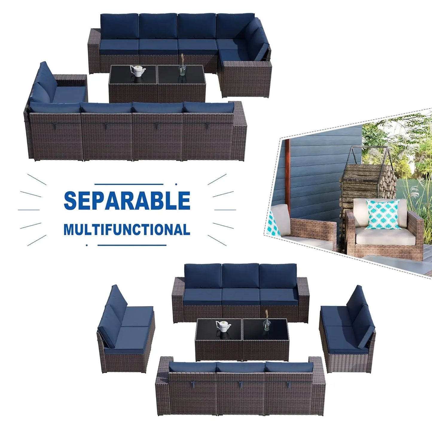 Outdoor Patio Furniture Set Sectional Rattan Sofa For Garden Comfort