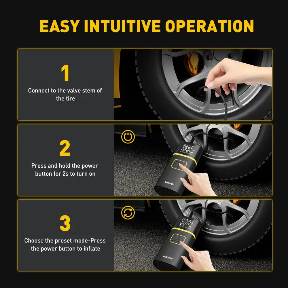 AUXITO Car Jump Starter Air Pump Power Bank Lighting Portable Air Compressor 4 In 1 Cars Battery Starters Auto Tyre Inflator