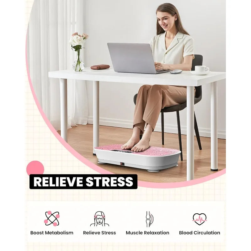 Vibration Plate Exercise Machine - Bluetooth Music & 400LBS Capacity Vibration Plate for Lymphatic Drainage