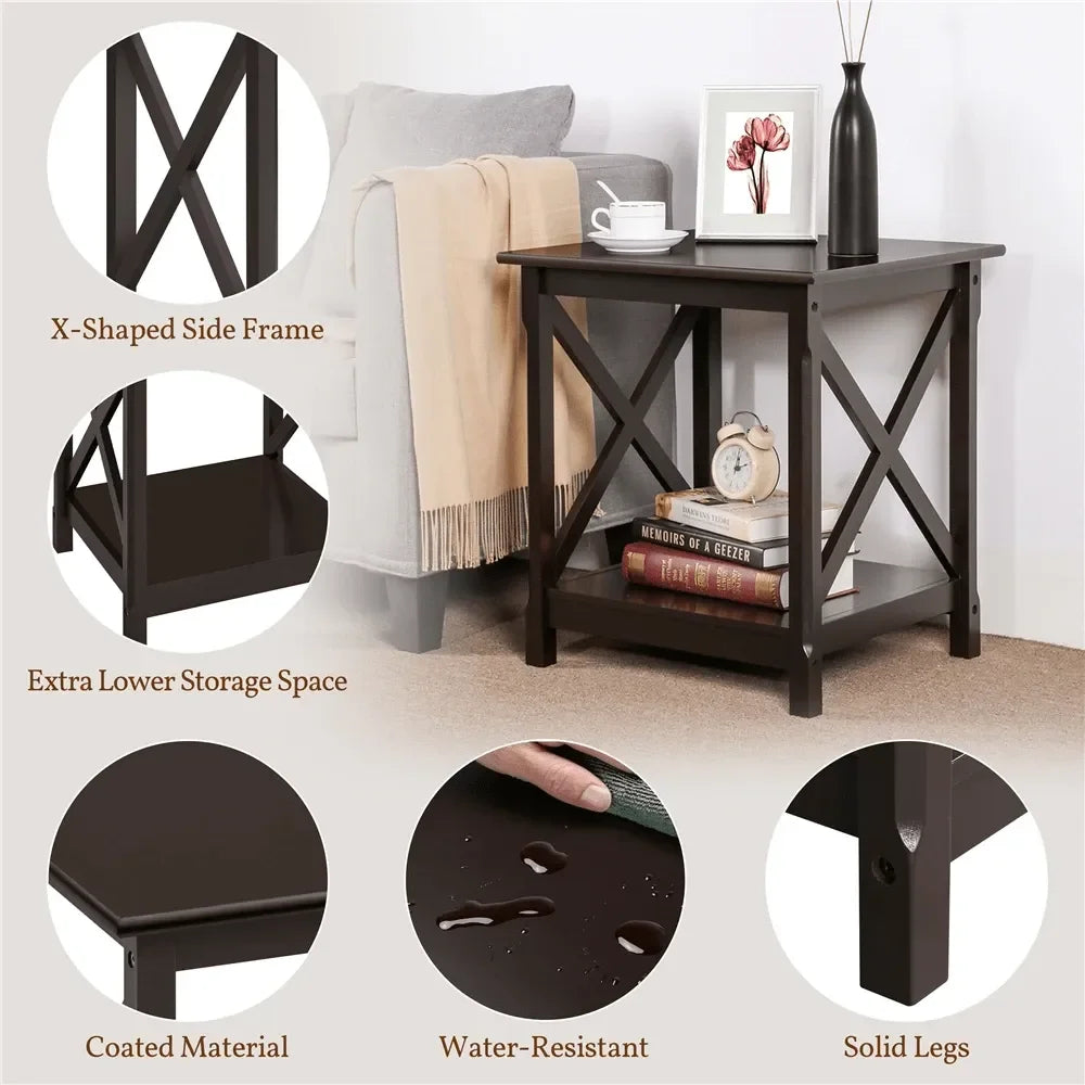 Modern Glass And Metal End Table With Storage Shelf