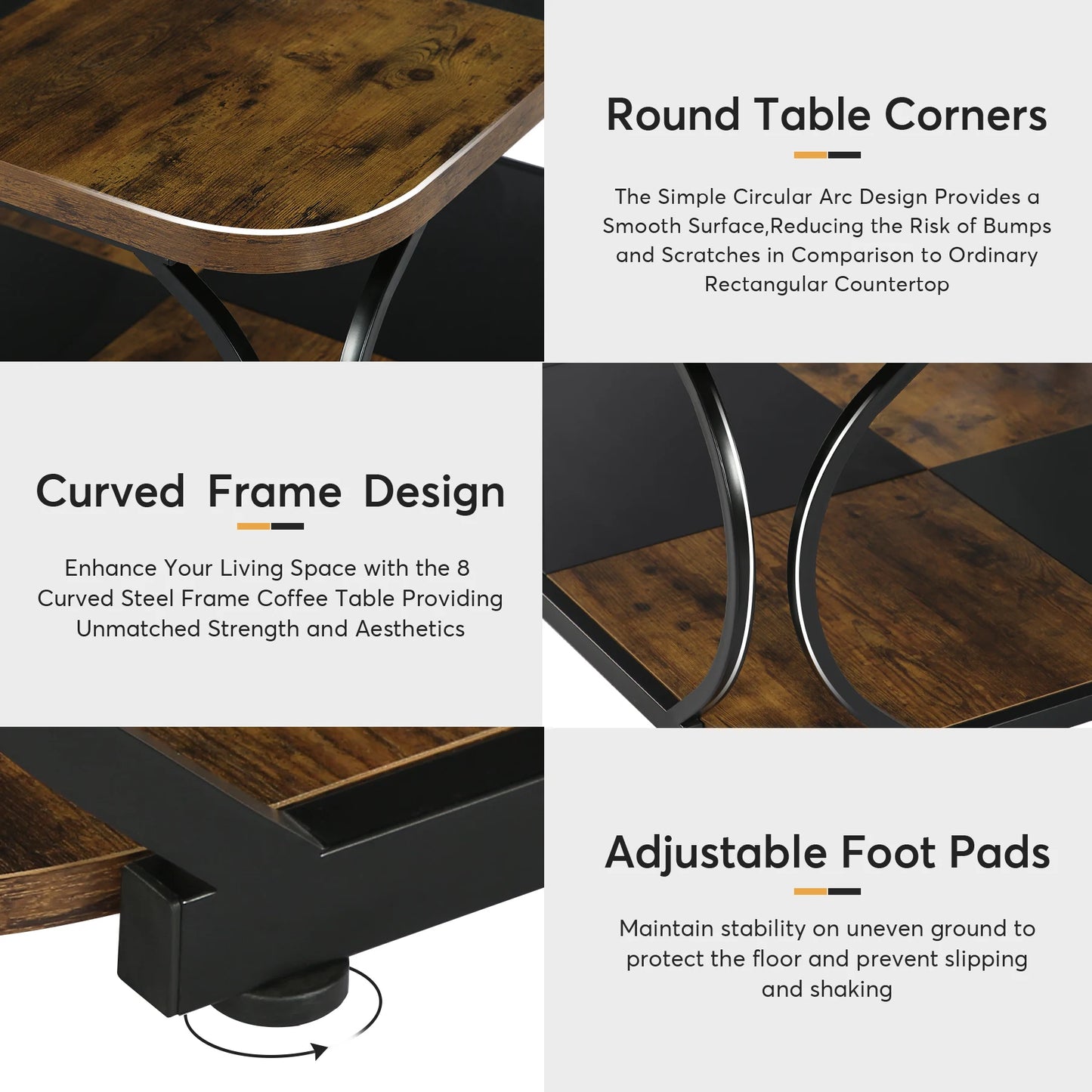 Tribesigns Square Farmhouse Coffee Table With Two Tier Storage Shelf