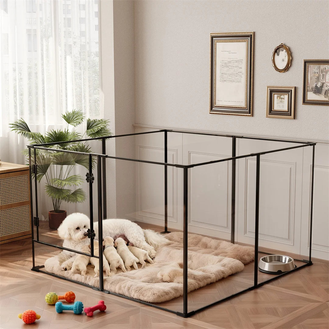 8-Panel Clear Indoor Pet Playpen – 24″ or 30″ High